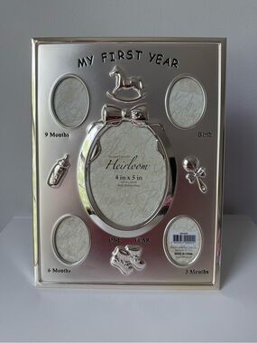 HomeTrends My First Year Baby Photo Frame Silver Milestones Birth 1 Year New